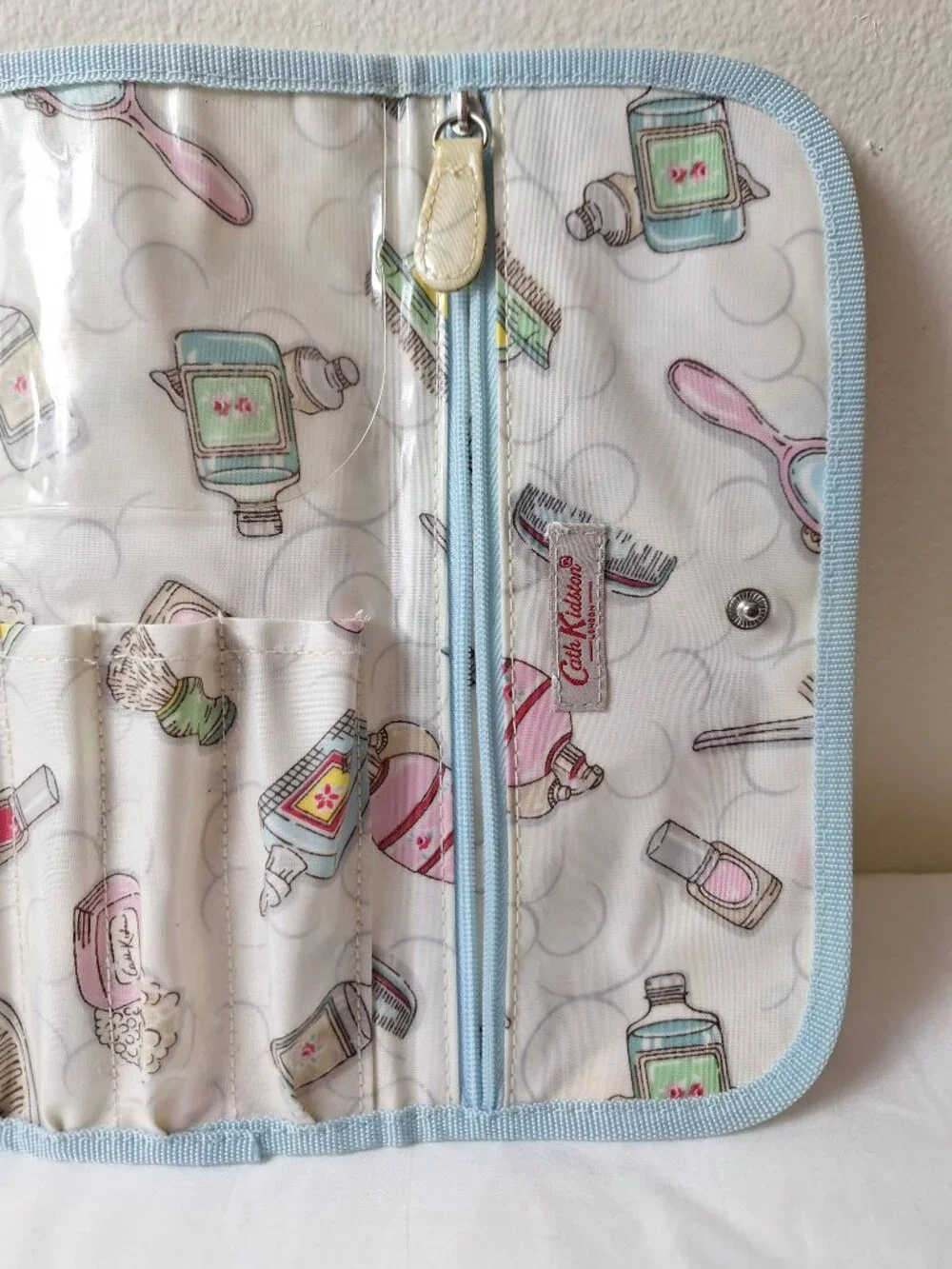 Cath Kidston Pastel Toiletry & Brush Roll - Blue Trim